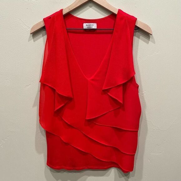 Bailey 44 Ruffled Layered Sleeveless Red Top - Size: Large - Picture 1 of 6